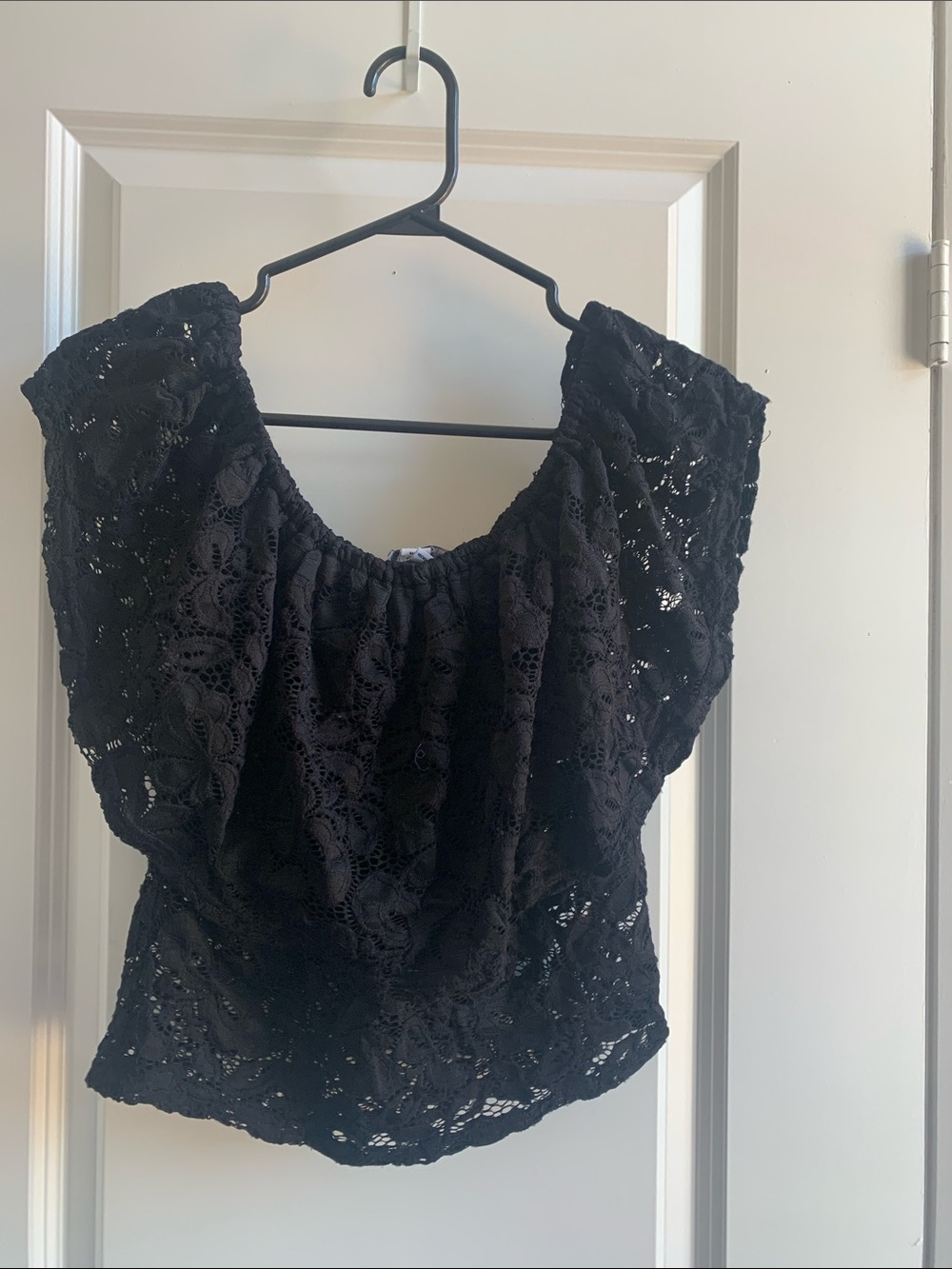 Women's Black Lace Off-Shoulder Blouse